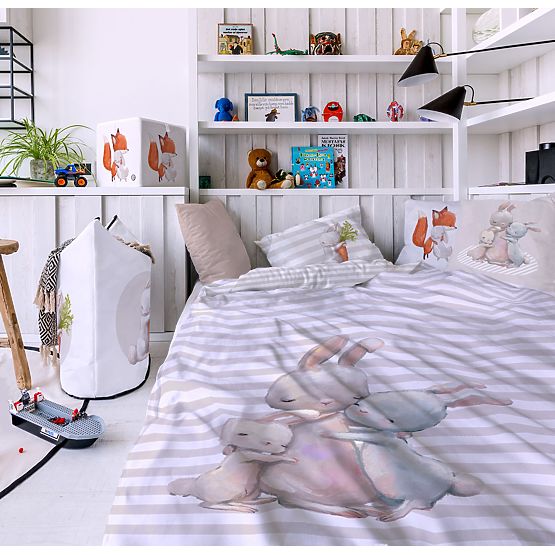 Mr. Little Fox Obliečky Lesné škola - Zajačikovia - 100 x 130 cm + 60 x 40 cm