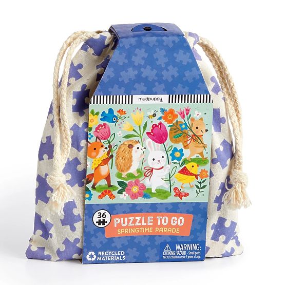 Mudpuppy Puzzle Jarný sprievod v látkovom vrecúšku 36 dielikov