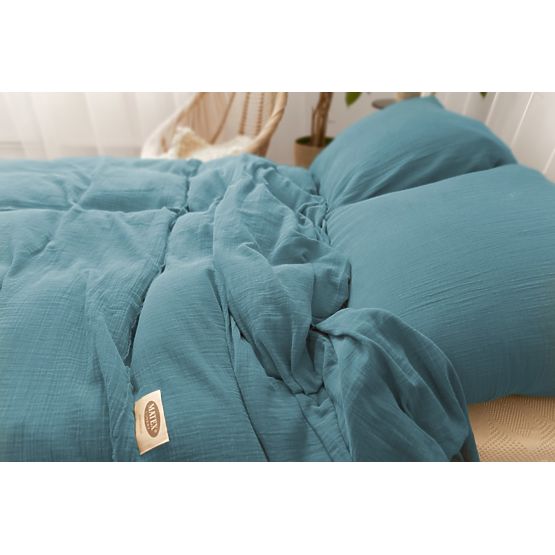 Mušelínové obliečky 140x200 cm + 70x90 cm tmavo modré