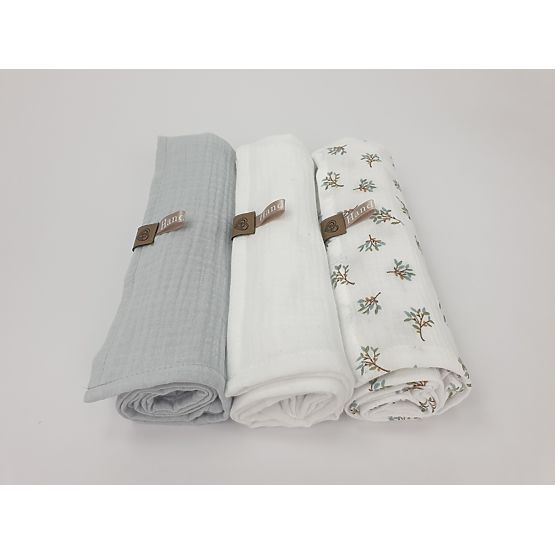 Mušelinové plienky 3 ks - svetlo šedé