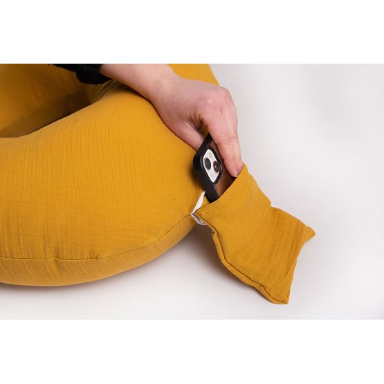 Mušelínový polohovací vankúš Heavens - horčicový