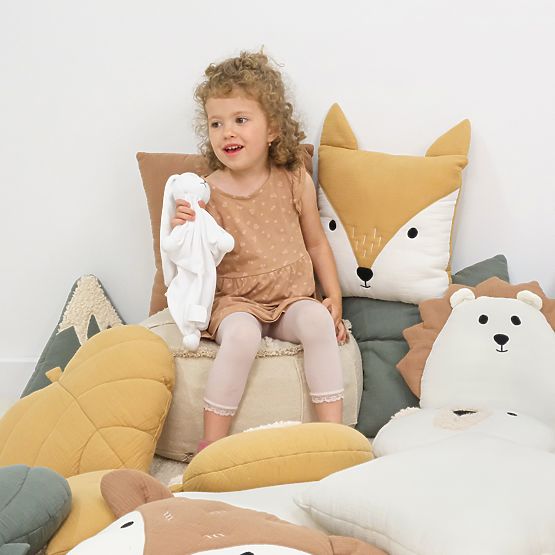 Mušelínový vankúšik Ourbaby 38x35 cm List - horčicový