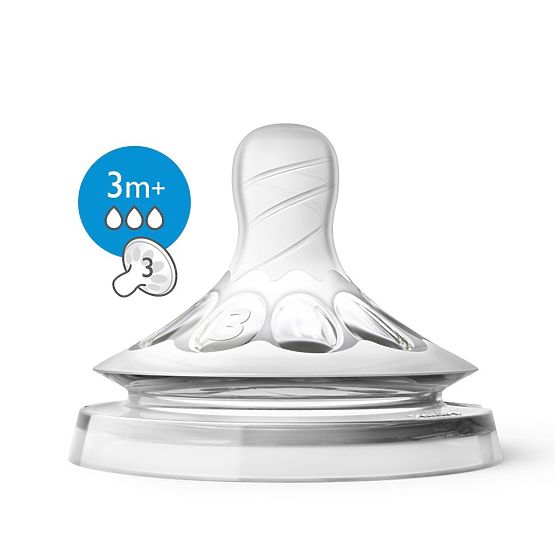 Náhradný cumlík Avent Natural 3 + - 2 ks Transparentná