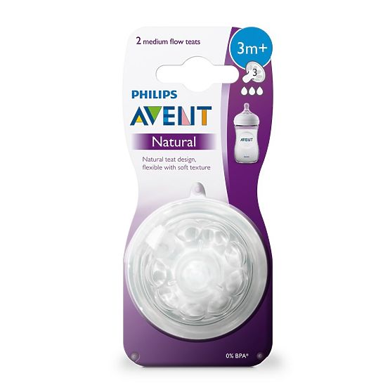 Náhradný cumlík Avent Natural 3 + - 2 ks Transparentná