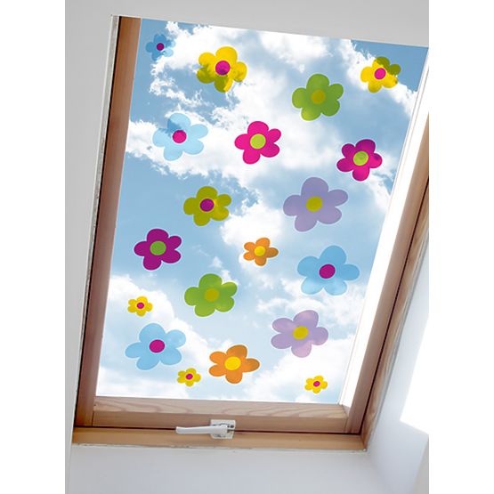 Nálepky na okno - farebné kvetinky - 0,3 m2