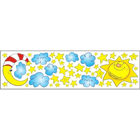 Nálepky na okno - slnko, mesiac, hviezdy - 0,3 m2