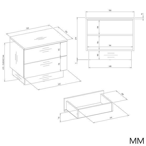 Nočný stolík AMBER 2S s 2 zásuvkami do spálne KAŠMÍR Béžová