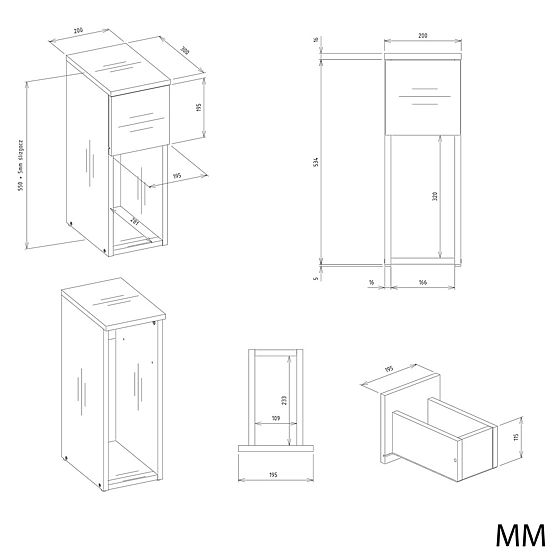 Nočný stolík GALAX 20/1S BIELA-ARTISAN