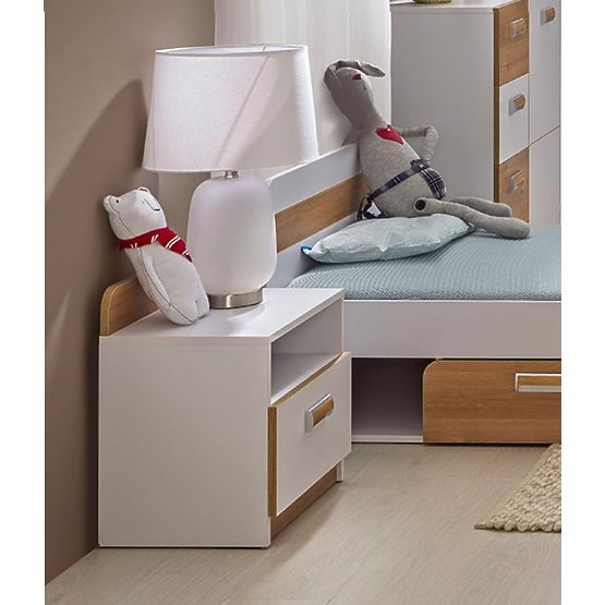 Nočný stolík L12 - biela / dub nash