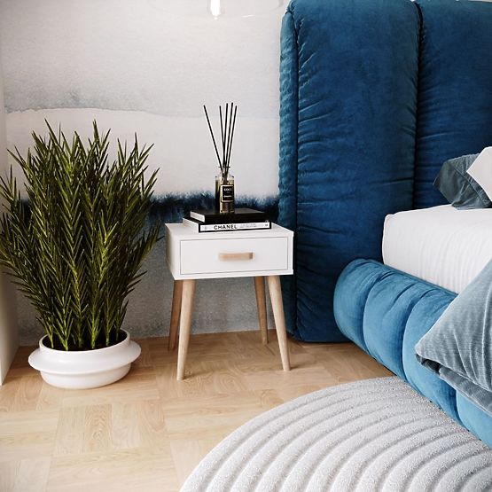 Nočný stolík Luna biely, nočný stolík