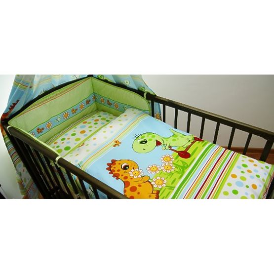 Obliečky do postieľky 120x90 Dino prúžok zelený