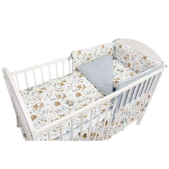 Obliečky do postieľky Lesné zvieratká - šedá