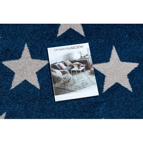 Okrúhly koberec SKETCH - FA68 Marocký ďatelina, Mriežka, modro-biely - Hviezdy