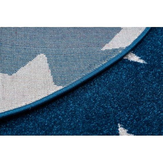 Okrúhly koberec SKETCH - FA68 Marocký ďatelina, Mriežka, modro-biely - Hviezdy