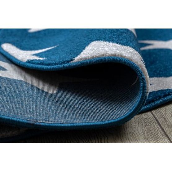 Okrúhly koberec SKETCH - FA68 Marocký ďatelina, Mriežka, modro-biely - Hviezdy