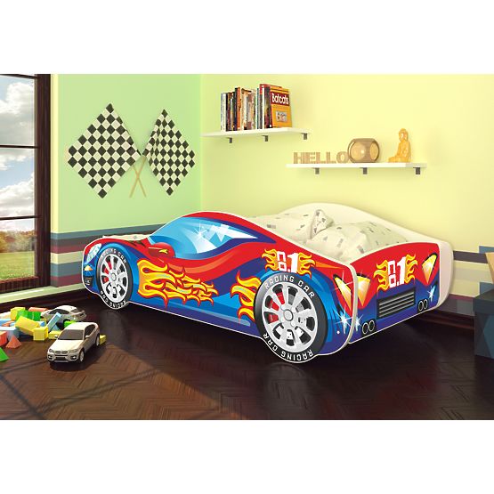 OURBABY detská posteľ Autíčko - červeno-modré + matrac zadarmo