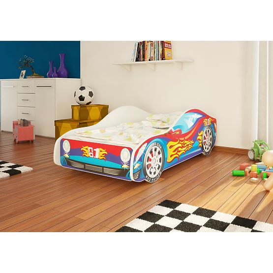 OURBABY detská posteľ Autíčko - červeno-modré + matrac zadarmo