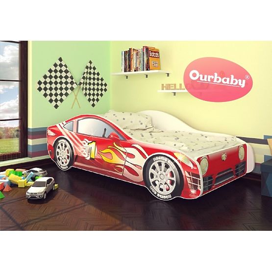 OURBABY detská posteľ Autíčko + matrac zadarmo