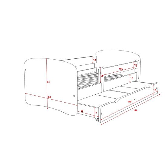 OURBABY detská posteľ so zábranou - kravičky- zelená
