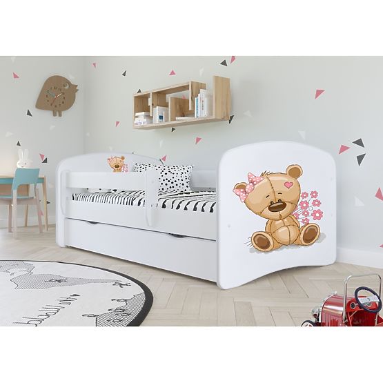 Detská posteľ so zábranou Ourbaby - Méďa - biela