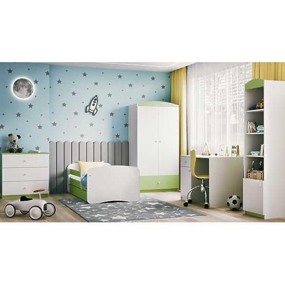 Detská posteľ so zábranou Ourbaby - zeleno-biela