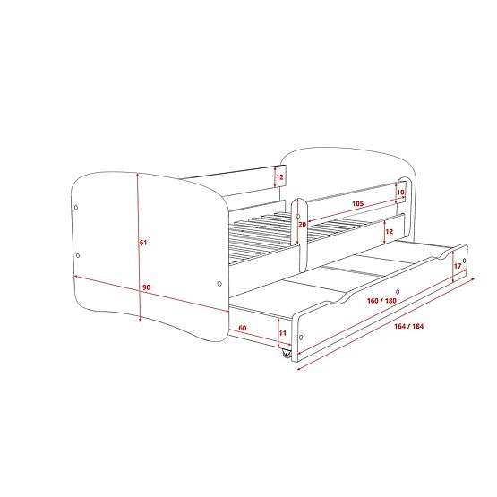OURBABY detská posteľ so zábranou zelená - veselý vláčik
