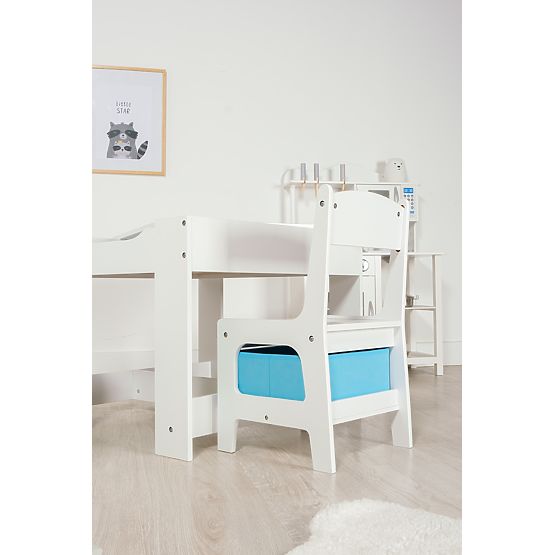 Ourbaby detský stôl so stoličkami s modrým a zeleným boxom