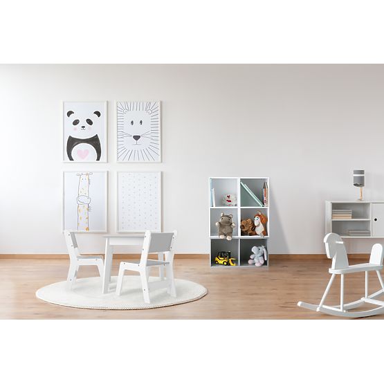 Ourbaby - Detský stolček a stoličky - šedo-biela