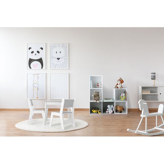 Ourbaby - Detský stolček a stoličky - šedo-biela