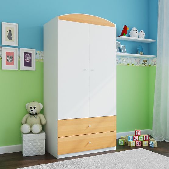 OURBABY šatníková skriňa - buk/biela