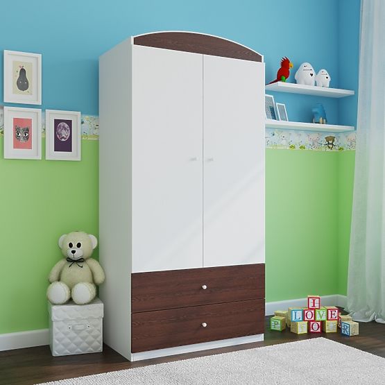 OURBABY šatníková skriňa - wenge/biela