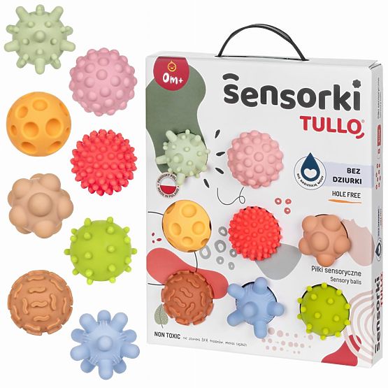 PASTELOVÉ Senzorické Loptičky Tullo - 8 loptičiek bez otvorov