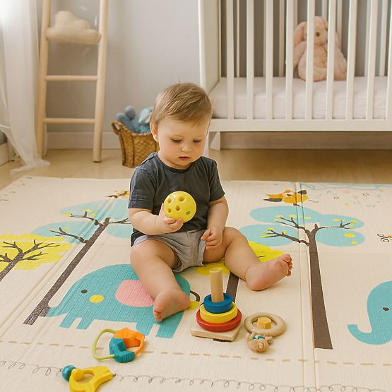 Penová podložka pre deti 200x150 cm vzdelávacia obojstranná skladacia mierka rastu abeceda ECOTOYS