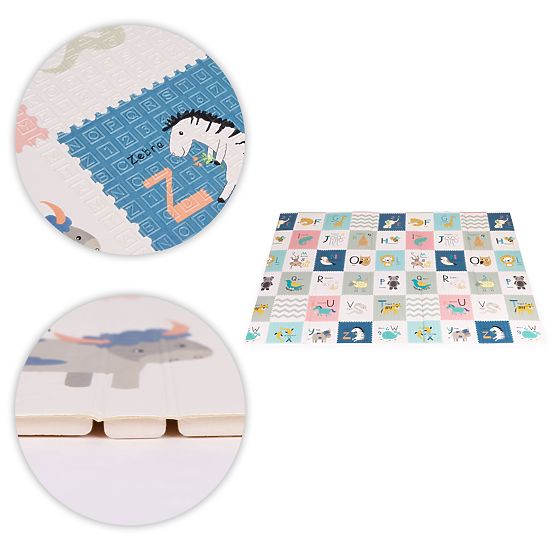 Penová podložka pre deti 200x150 cm vzdelávacia obojstranná skladacia mierka rastu abeceda ECOTOYS