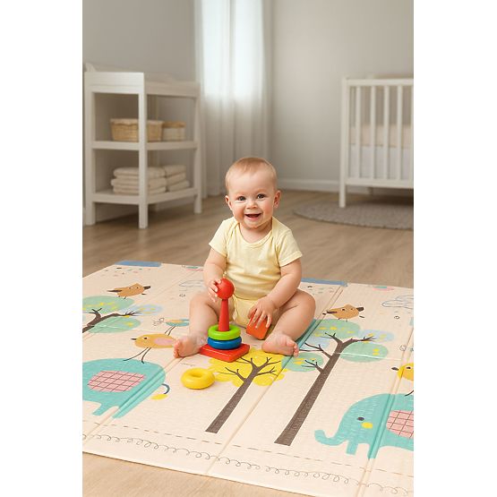 Penová podložka pre deti 200x180 cm vzdelávacia obojstranná skladacia mierka rastu abeceda ECOTOYS