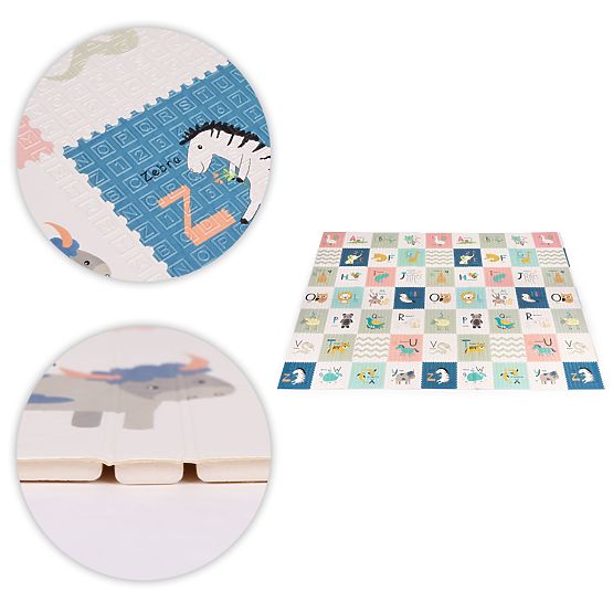 Penová podložka pre deti 200x180 cm vzdelávacia obojstranná skladacia mierka rastu abeceda ECOTOYS