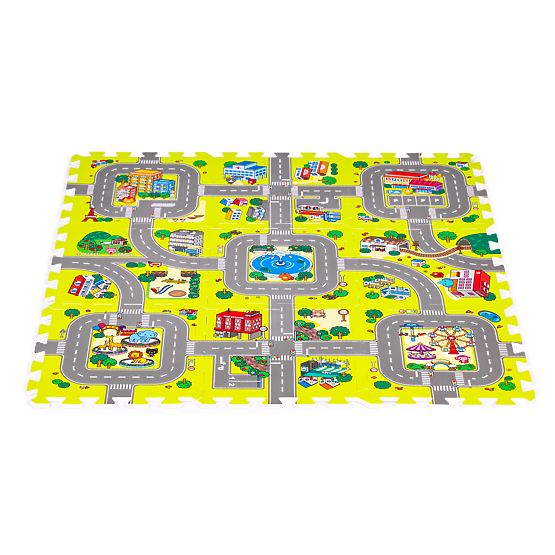 Penová podložka pre deti mesto 9 dielov 90,5x90,5 cm IPLAY