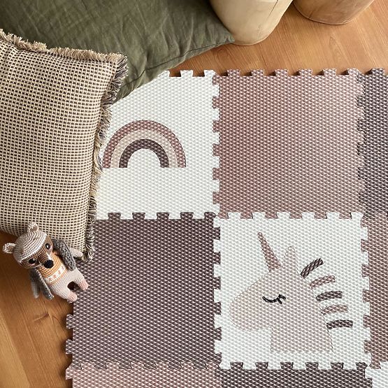 Penové puzzle 9 dielov - jednorožec a dúha