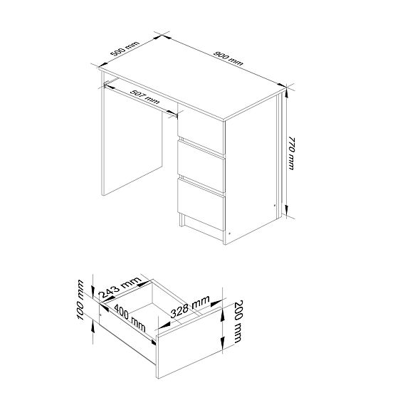 PÍSACÍ STÔL A-6 CLP DUB ARTISAN PRAVOSTRANNÝ