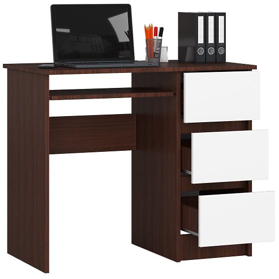 PÍSACÍ STÔL A-6 CLP WENGE - BIELY PRAVOSTRANNÝ