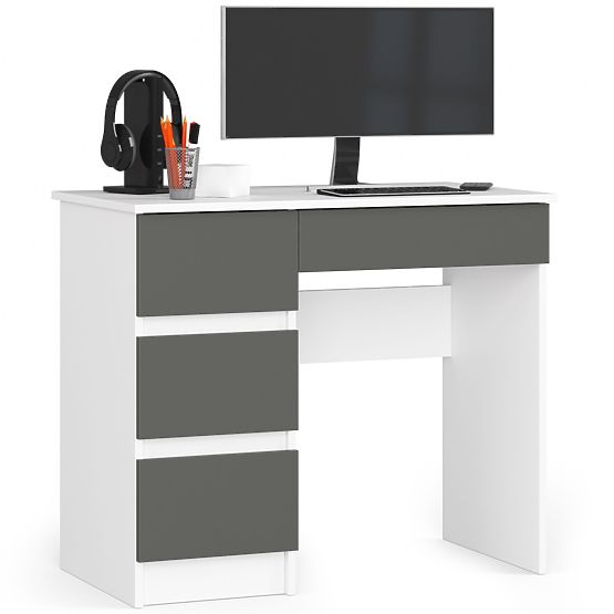 PÍSACÍ STÔL A-7 CLP PK BIELY / ŠEDÝ ĽAVOSTRANNÝ