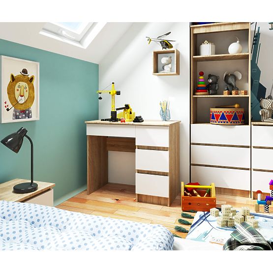 PÍSACÍ STÔL A-7 CLP SONOMA / BIELY PK PRAVOSTRANNÝ