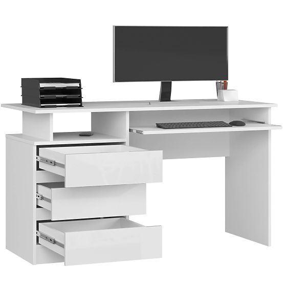PÍSACÍ STÔL CLP 135cm PK BIELY / BIELY LESK