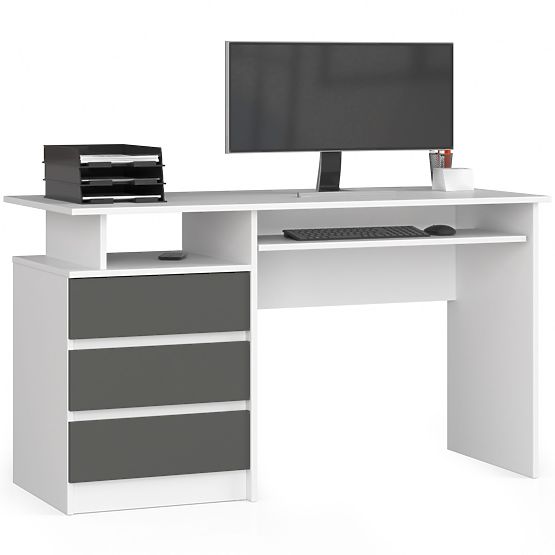 PÍSACÍ STÔL CLP 135cm PK BIELY / SIVÝ