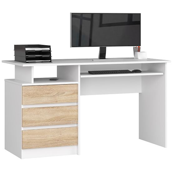 PÍSACÍ STÔL CLP 135cm PK BIELY / SONOMA