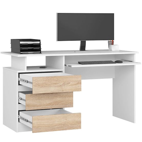 PÍSACÍ STÔL CLP 135cm PK BIELY / SONOMA