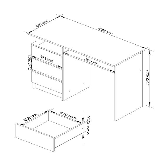 PÍSACÍ STÔL CLP 135cm PK JELŠA