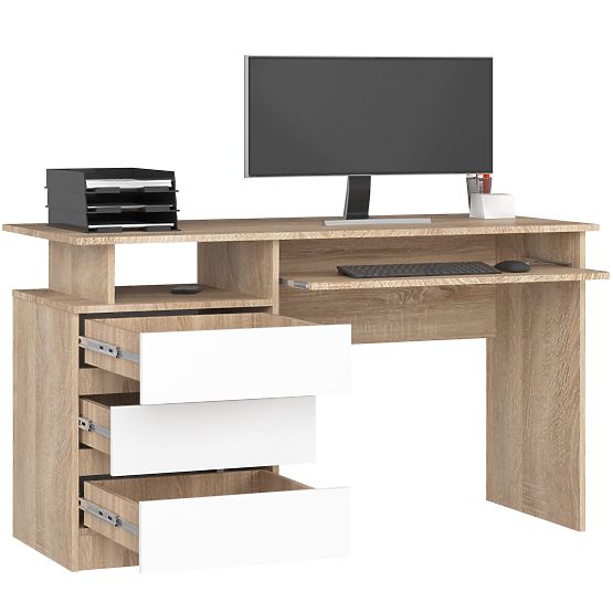 PÍSACÍ STÔL CLP 135cm PK SONOMA / BIELY