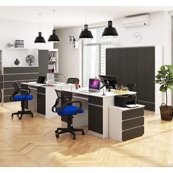 PÍSACÍ STÔL CLP A5 2D 2SZ PK BIELY / ŠEDÝ