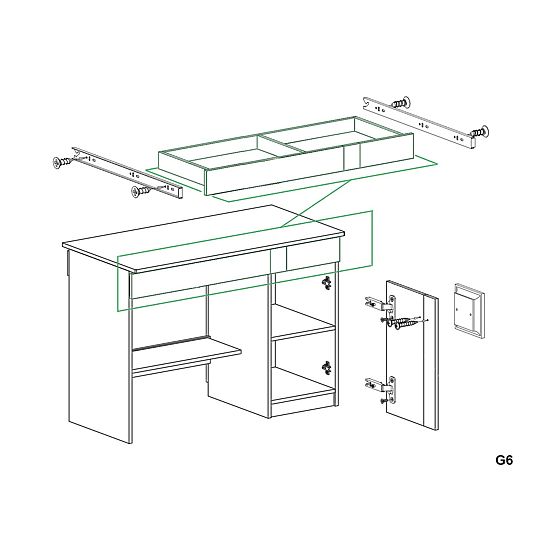 Písací stôl Gumi - biela / antracit